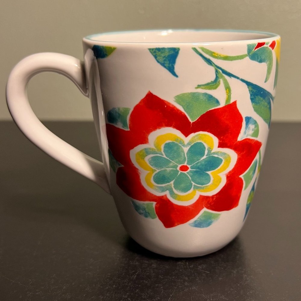 Pfaltzgraff Floral Medallion Cup Mug in Vibrant Blue, Red, Yellow & Green - Picture 3 of 7